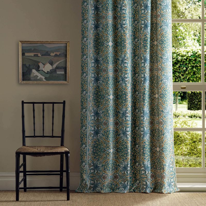 Walthamstow Fabric - Teal/Ochre - Morris & Co - 227365 - Premier Wallcovering