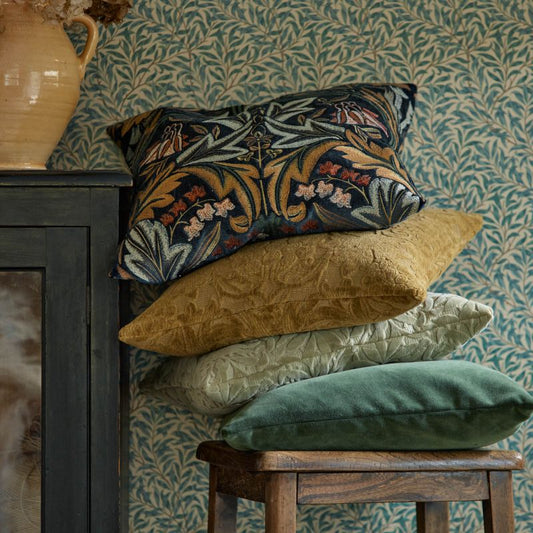 Wardle Velvet Fabric - Webbs blue - Morris & Co - 237299 - Premier Wallcovering