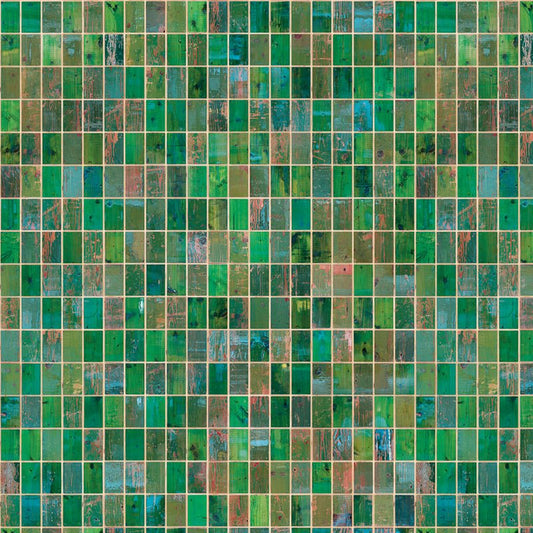 Waste Tiles Wallpaper - Green - NLXL - PHE - 22 - Premier Wallcovering