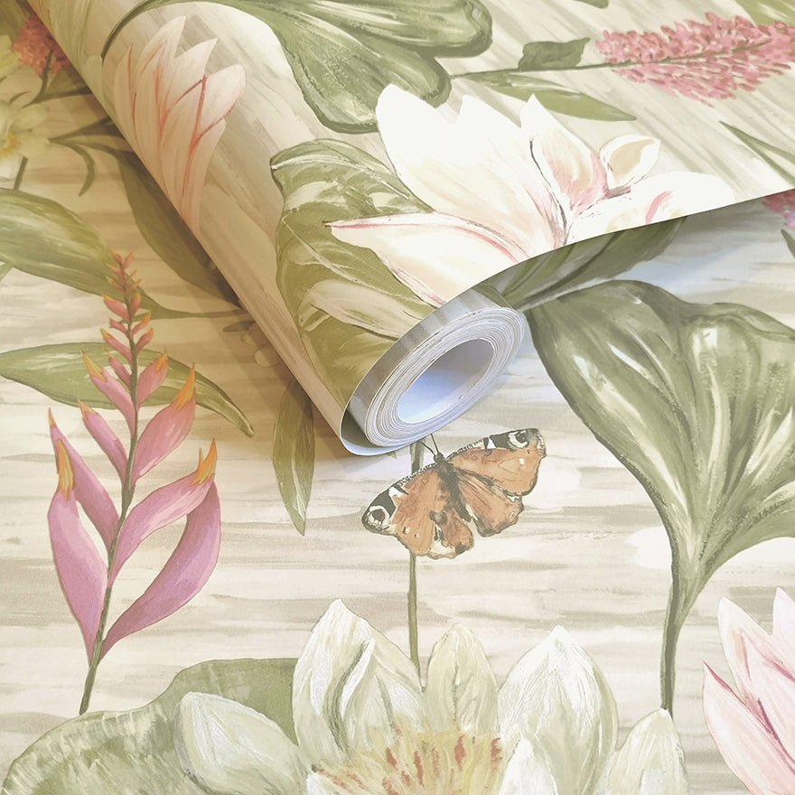 Water Lily Wallpaper - Beige - Holden Décor - 91642 - Premier Wallcovering