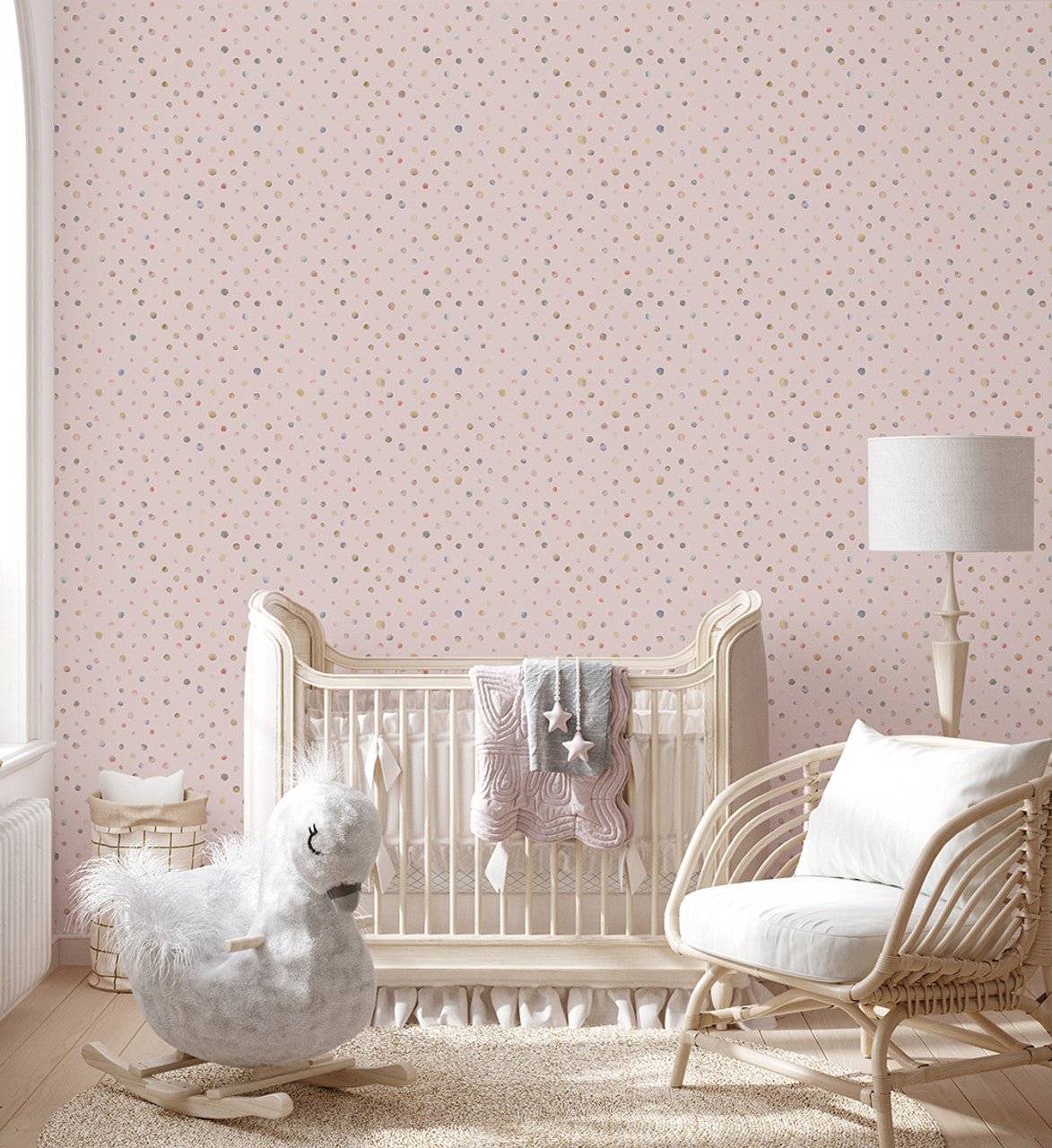 Watercolor Dots Great Kids Wallpaper - Rose - Hohenberger - 26835 - Premier Wallcovering