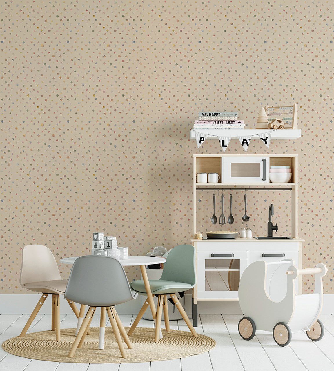 Watercolor Dots Great Kids Wallpaper - Beige - Hohenberger - 26838 - Premier Wallcovering