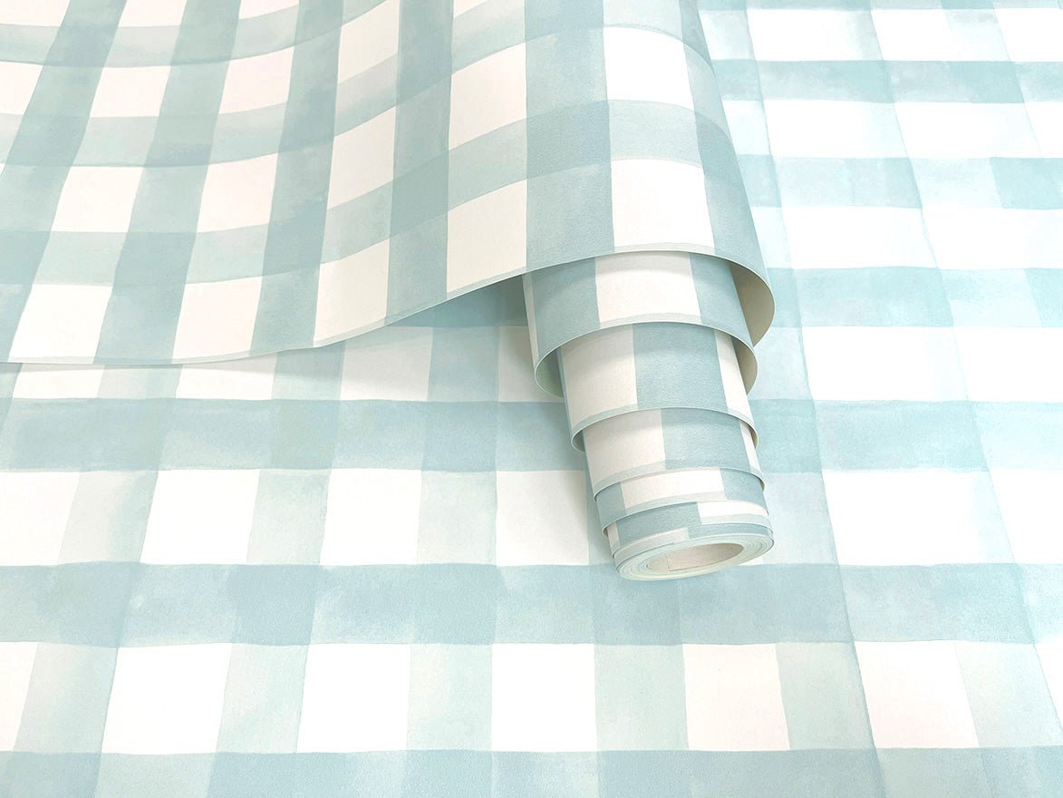 Watercolour Gingham Wallpaper - Soft Teal - Holden Décor - 13293 - Premier Wallcovering