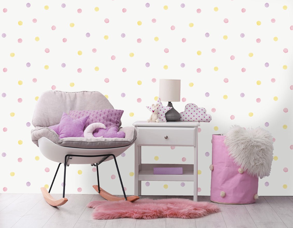 Watercolour Polka Dots Wallpaper - Pink_Yellow - Holden Décor - 91000 - Premier Wallcovering