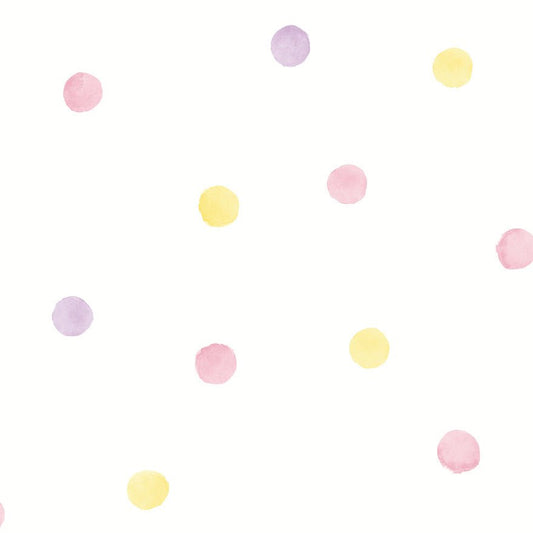 Watercolour Polka Dots Wallpaper - Pink_Yellow - Holden Décor - 91000 - Premier Wallcovering