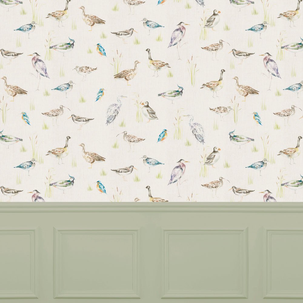 Waterfowl Wallpaper - Linen - Voyage Maison - WATERFO/WPO/LIN - Premier Wallcovering