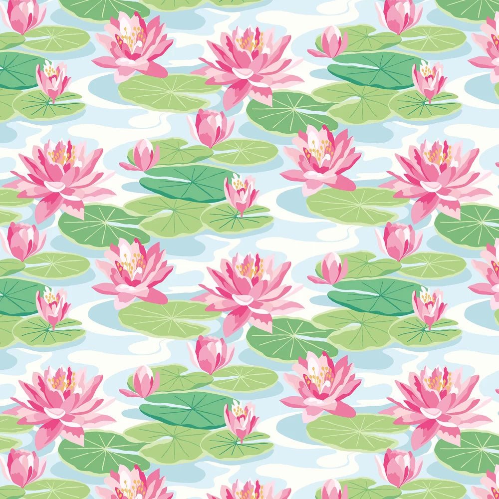 Waterlily Wallpaper - Sky & Rose - Ohpopsi - IKA50101W - Premier Wallcovering