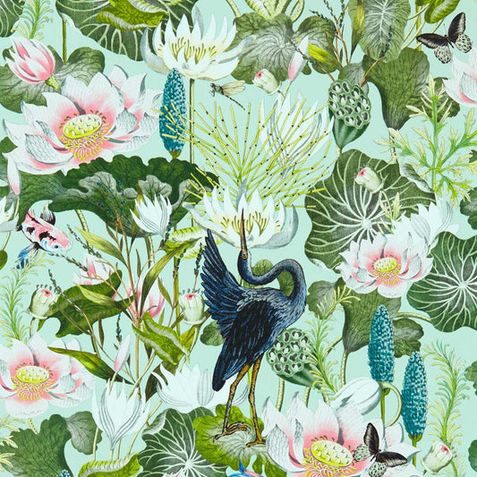 Waterlily Wallpaper - Midnight - Clarke & Clarke - W0137/04 - Premier Wallcovering