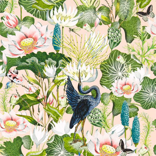 Waterlily Wallpaper - Blush - Clarke & Clarke - W0137/01 - Premier Wallcovering
