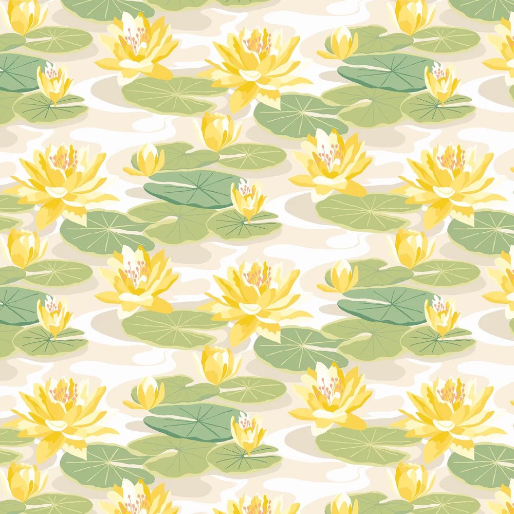 Waterlily Wallpaper - Linen & Amber - Ohpopsi - IKA50106W - Premier Wallcovering
