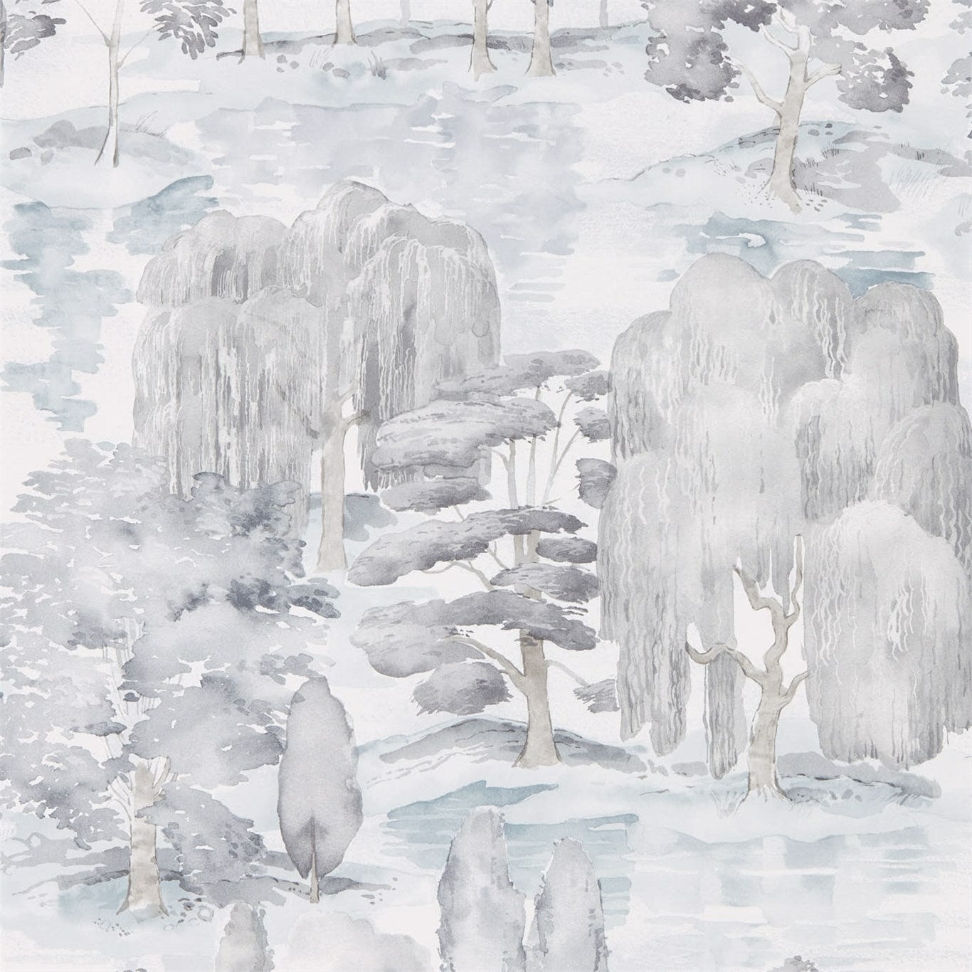 Waterperry Wallpaper - Ink/Grey - Sanderson - DWAP216282 - Premier Wallcovering