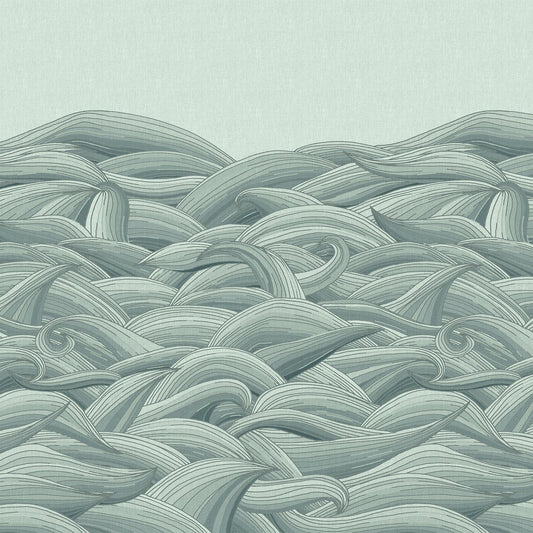 Waves Crafted Wall Mural - Aqua - Hohenberger - 26785 - Premier Wallcovering