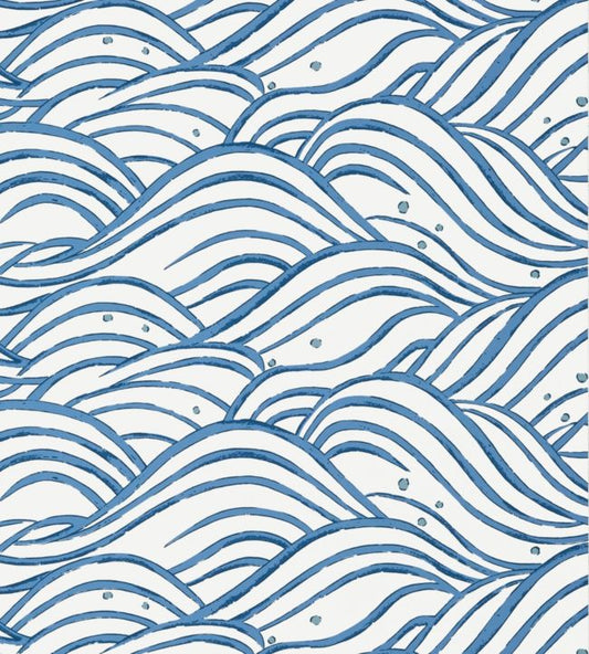 Waves Wallpaper - Blue - AT9873 - Anna French - Premier Wallcovering