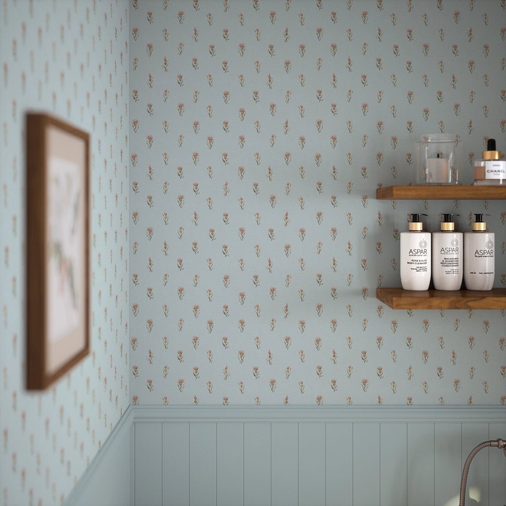 Wee Thistle Wallpaper - Mineral Mist - LAN100358 - Lucie Annabel - Premier Wallcovering