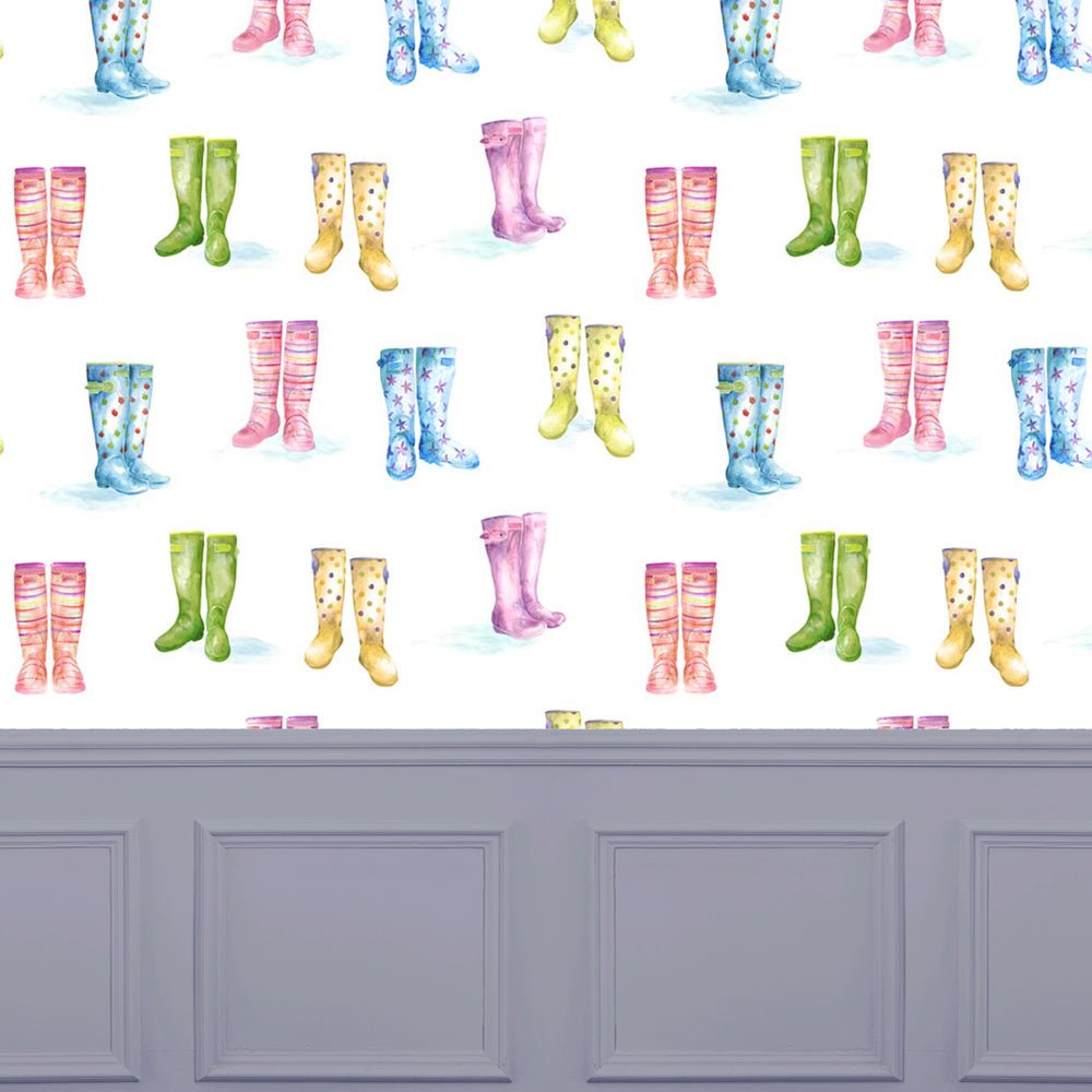 Welly Boots Wallpaper - Cream - Voyage Maison - WELLYBO/WPO/CRE - Premier Wallcovering
