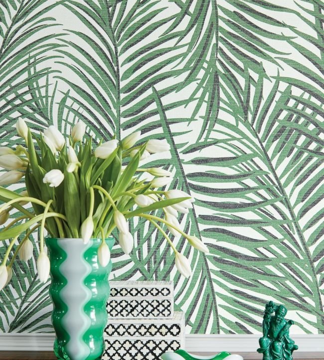 West Palm Wallpaper - Emerald Green - Thibaut - T13117 - Premier Wallcovering
