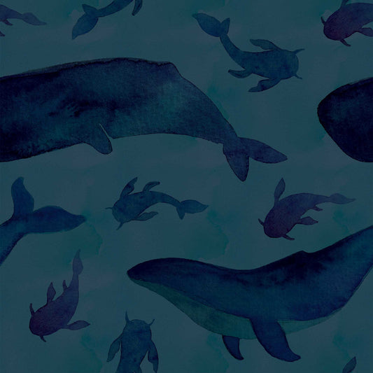 Whale Of A Time Wallpaper - Deep Sea Blue - Lust Home - LH900109 - Premier Wallcovering