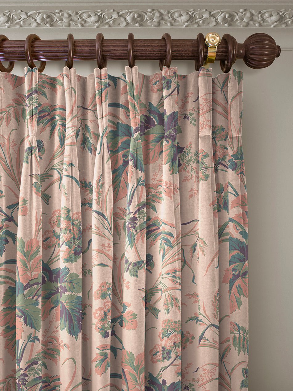 Where The Wildflowers Grow Recycled Velvet Fabric - Peach - Divine Savages - DVS168-WLD-FLOW-PEACH-VEL-MET - Premier Wallcovering