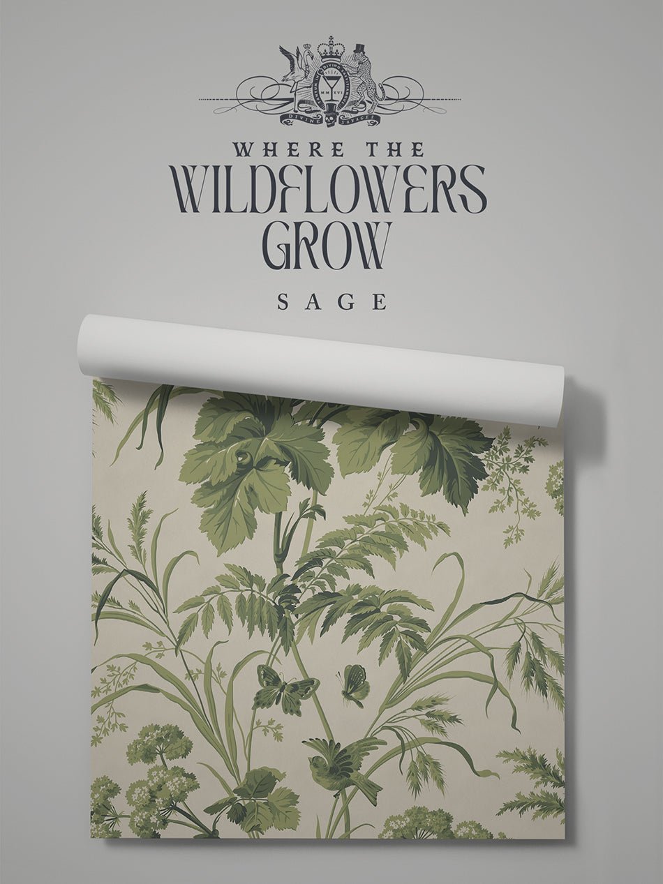 Where The Wildflowers Grow Wallpaper - Sage - Divine Savages - DVS164-WLD-FLOW-SAGE-WR - Premier Wallcovering