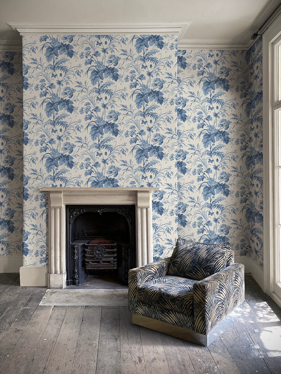 Where The Wildflowers Grow Wallpaper - Blue - Divine Savages - DVS165-WLD-FLOW-BLUE-WR - Premier Wallcovering