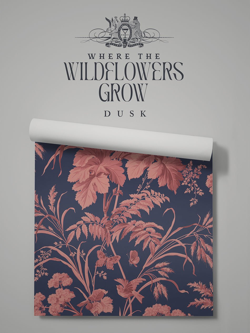 Where The Wildflowers Grow Wallpaper - Dusk - Divine Savages - DVS166-WLD-FLOW-DUSK-WR - Premier Wallcovering