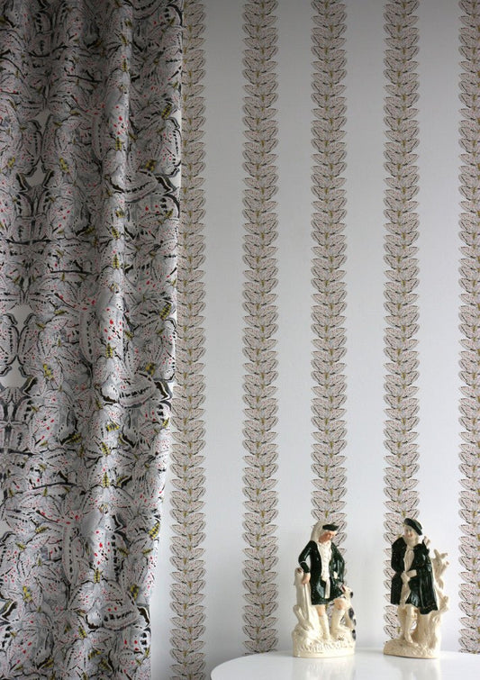 White Moth Stripe Wallpaper - Original - Timorous Beasties - WM/MICA/02 - Premier Wallcovering