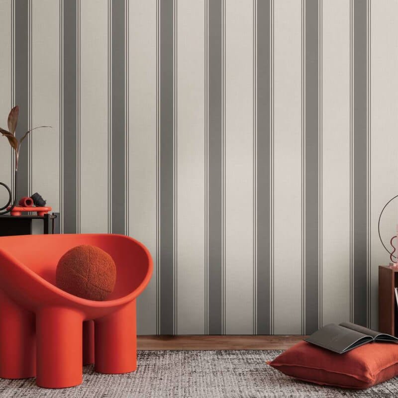 Wide Linear Stripe Wallpaper - Beige/Grey - Michalsky Living - 39983-2 - Premier Wallcovering