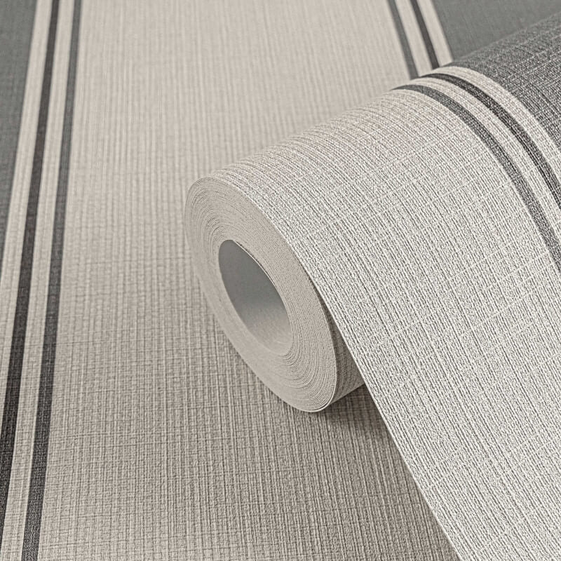 Wide Linear Stripe Wallpaper - Beige/Grey - Michalsky Living - 39983-2 - Premier Wallcovering