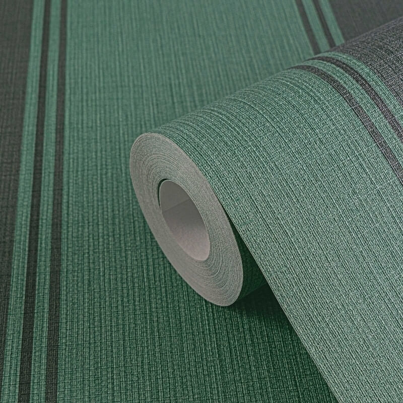 Wide Linear Stripe Wallpaper - Green/Black - Michalsky Living - 39983-4 - Premier Wallcovering