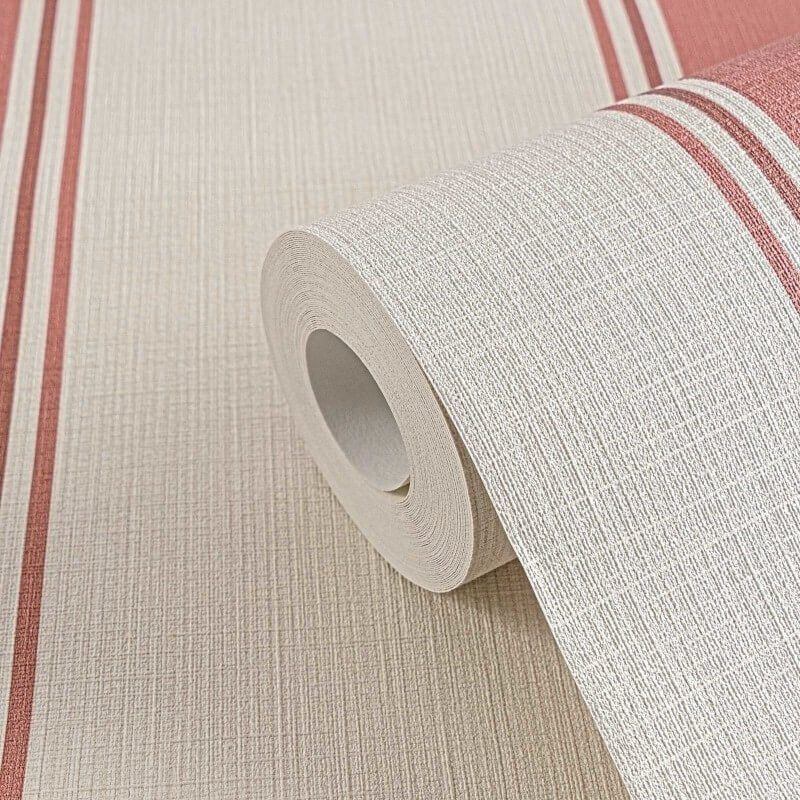 Wide Linear Stripe Wallpaper - Cream/Red - Michalsky Living - 39983-1 - Premier Wallcovering