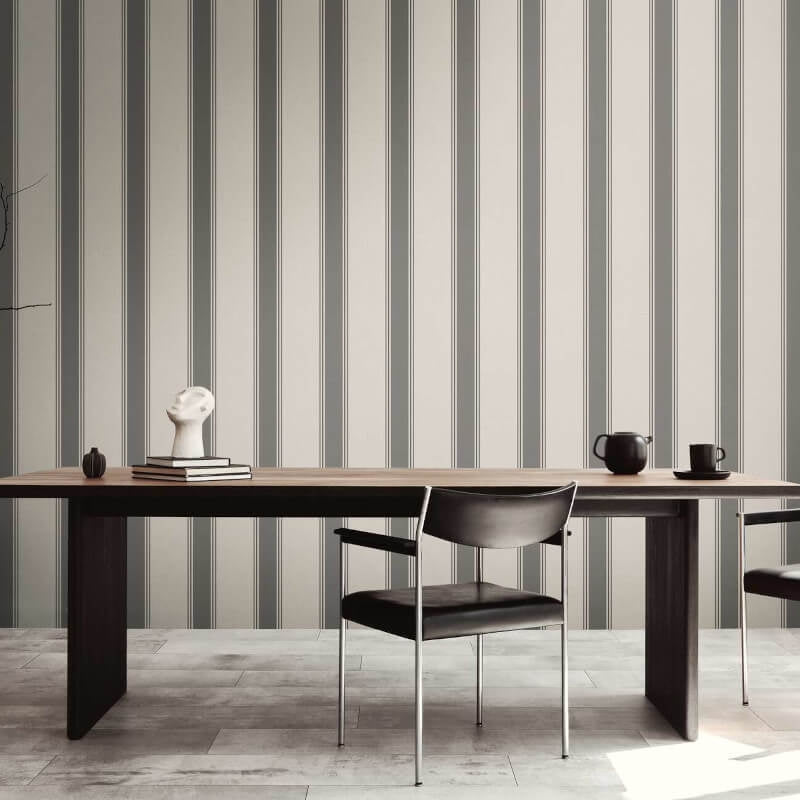Wide Linear Stripe Wallpaper - Beige/Grey - Michalsky Living - 39983-2 - Premier Wallcovering