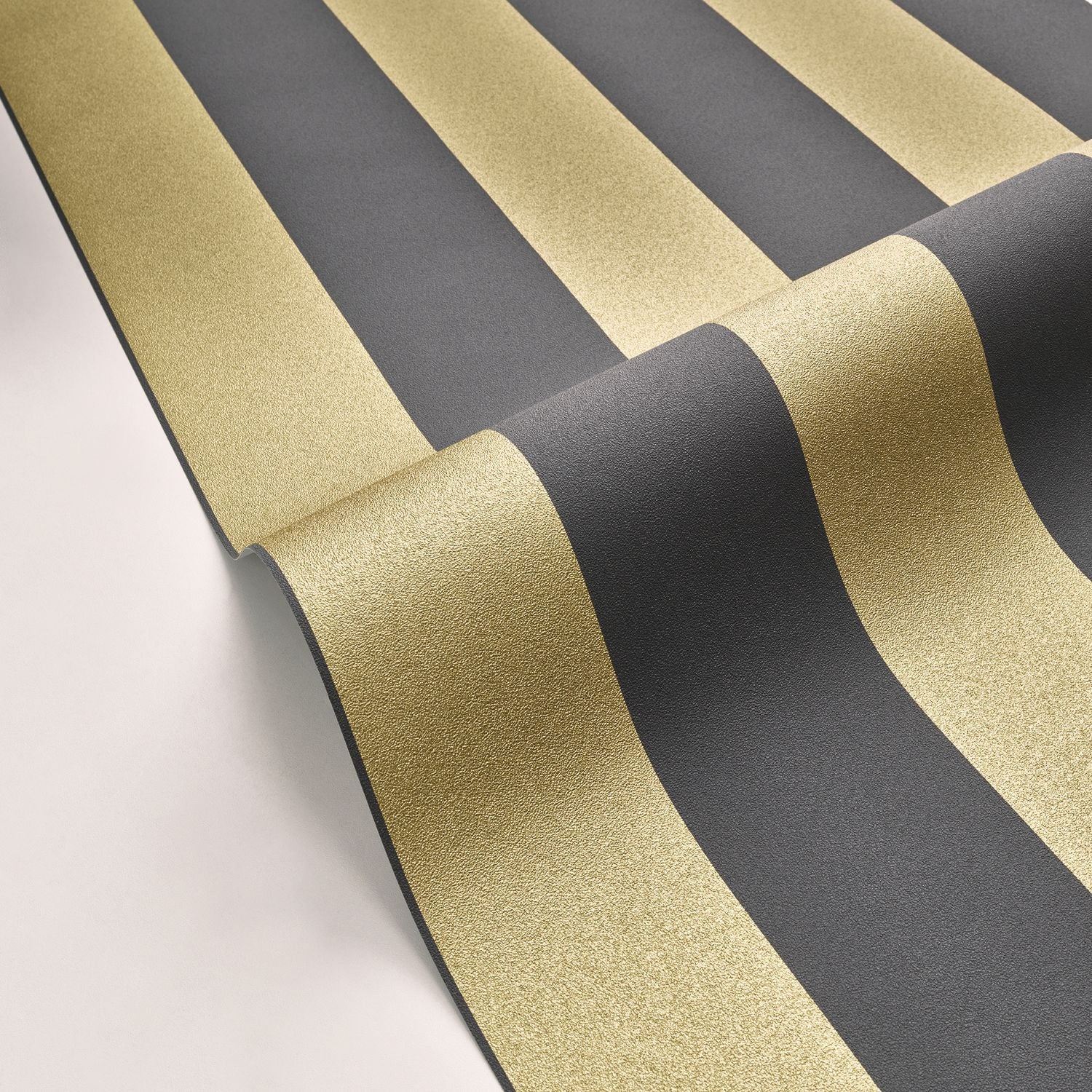 Wide Lines Wallpaper - Noir Doree - Caselio - 104029329 - Premier Wallcovering