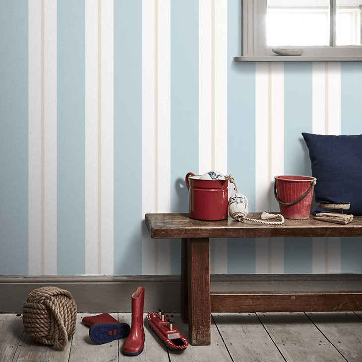 Wide Multi Stripe Wallpaper - Wedgewood - Ohpopsi - SIS50133W - Premier Wallcovering