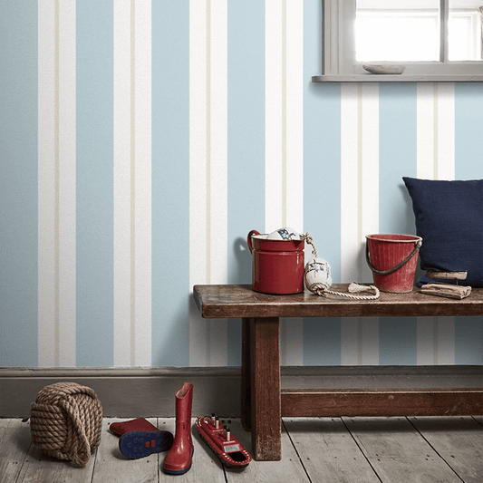 Wide Multi Stripe Wallpaper - Wedgewood - Ohpopsi - SIS50133W - Premier Wallcovering