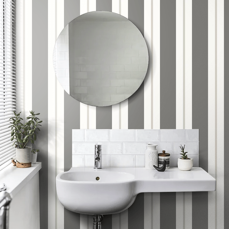 Wide Multi Stripe Wallpaper - Charcoal - Ohpopsi - SIS50138W - Premier Wallcovering