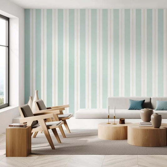 Wide Multi Stripe Wallpaper - Seafoam - Ohpopsi - SIS50134W - Premier Wallcovering