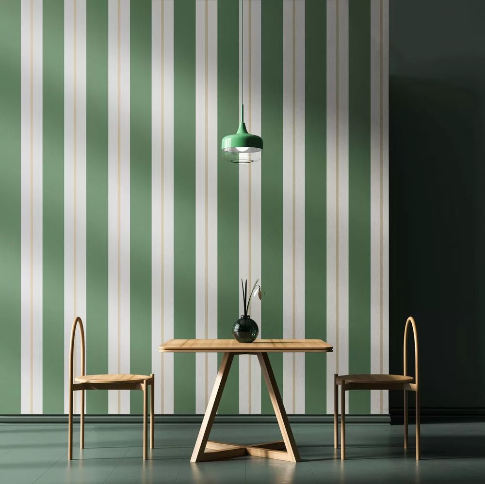 Wide Multi Stripe Wallpaper - Moss - Ohpopsi - SIS50140W - Premier Wallcovering