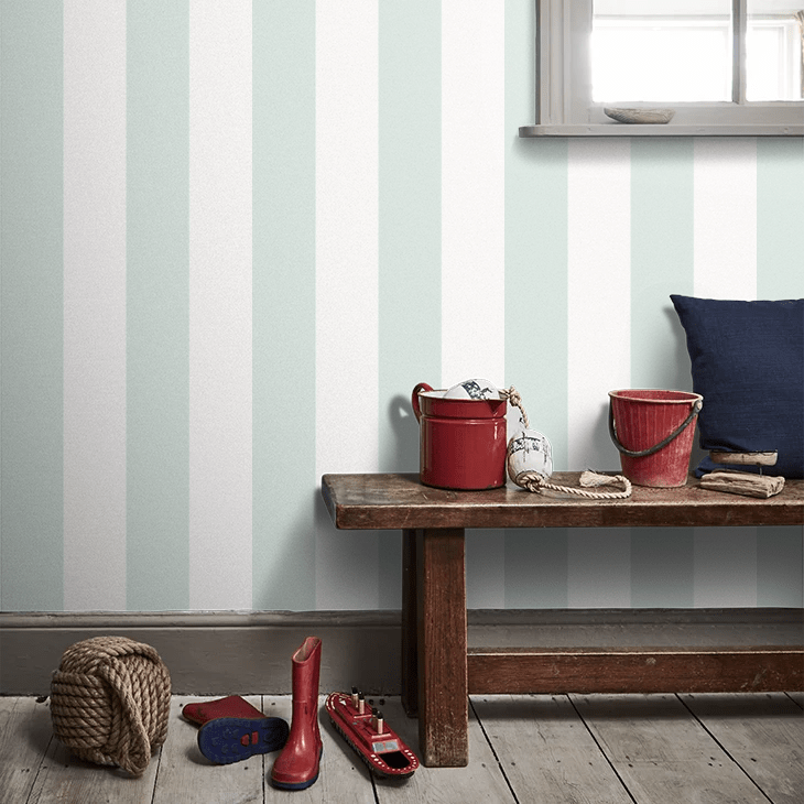 Wide Stripe Wallpaper - Seafoam - Ohpopsi - SIS50145W - Premier Wallcovering