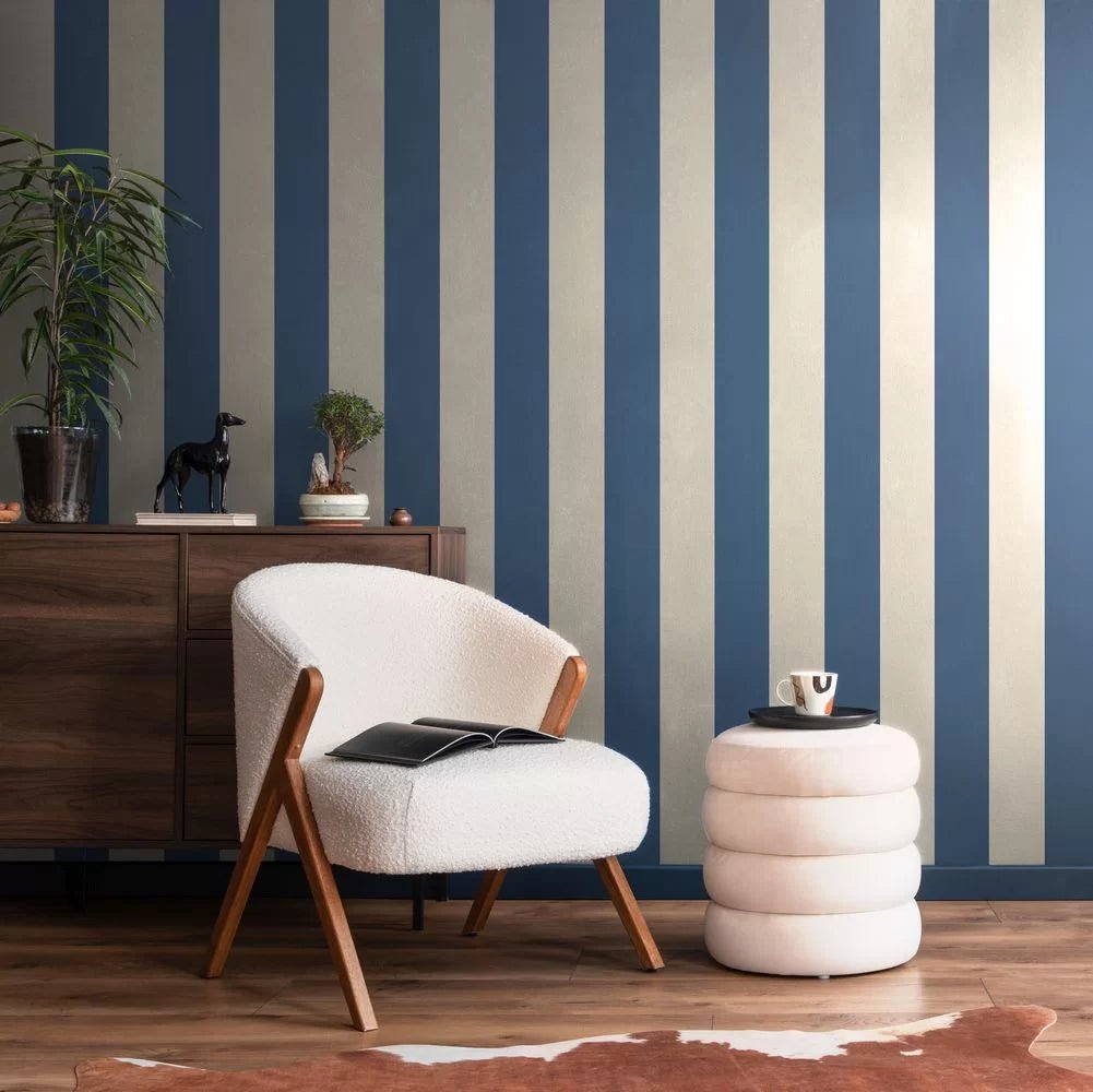 Wide Stripe Wallpaper - Ink - Ohpopsi - SIS50149W - Premier Wallcovering
