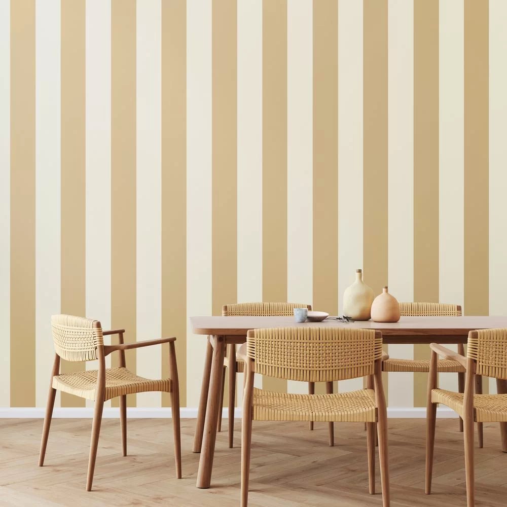 Wide Stripe Wallpaper - Sand - Ohpopsi - SIS50148W - Premier Wallcovering
