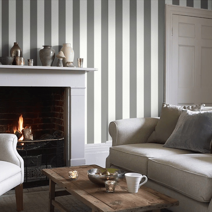 Wide Stripe Wallpaper - Charcoal - Ohpopsi - SIS50144W - Premier Wallcovering