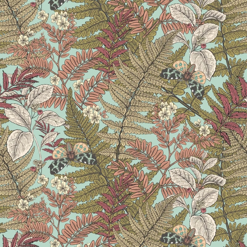 Wild Ferns Wallpaper - Rosehip - Hoopla Walls - HWA1196W - Premier Wallcovering