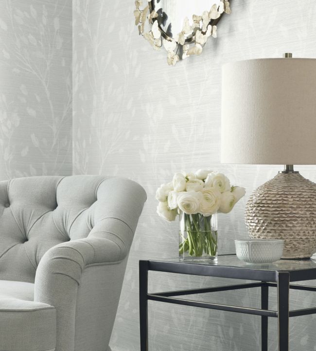 Wild Flower Wallpaper - Sleepy Blue - Thibaut - T27022 - Premier Wallcovering