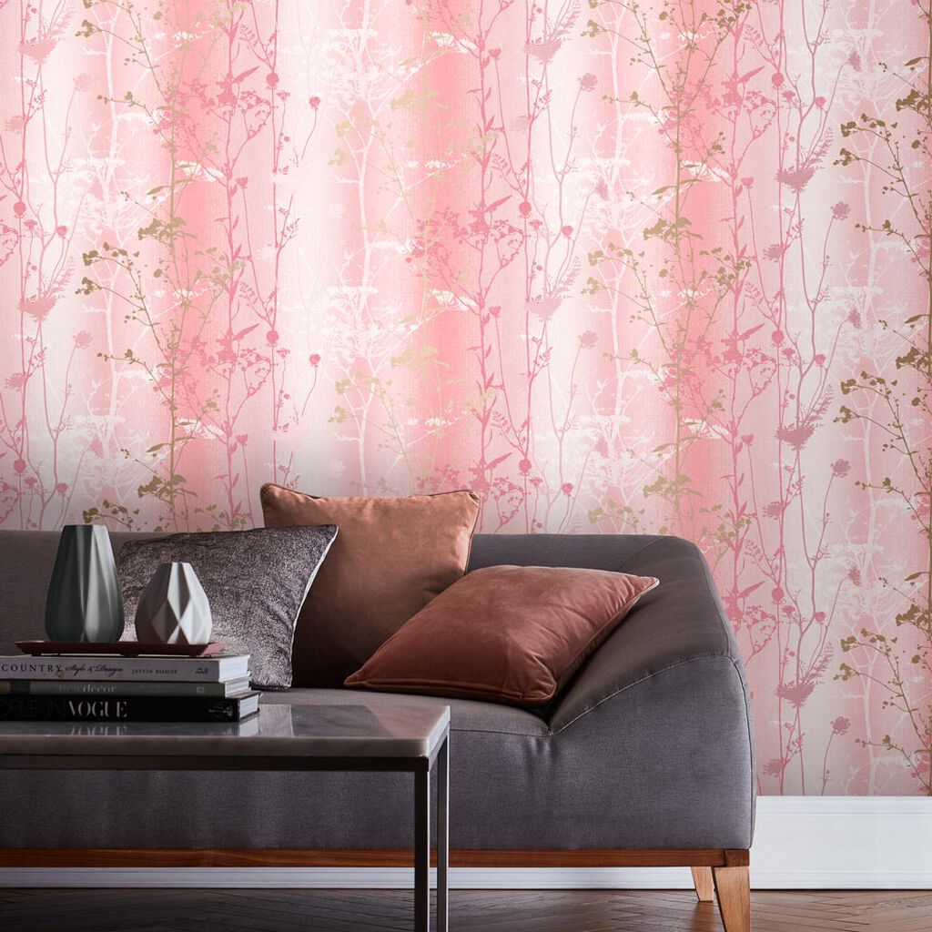 Wild Flower Wallpaper - Coral - Graham & Brown - 105895 - Premier Wallcovering