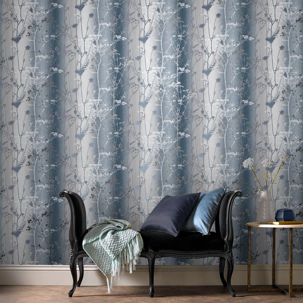 Wild Flower Wallpaper - Ink - Graham & Brown - 105896 - Premier Wallcovering