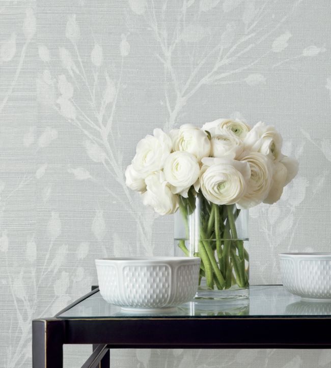 Wild Flower Wallpaper - Sleepy Blue - Thibaut - T27022 - Premier Wallcovering