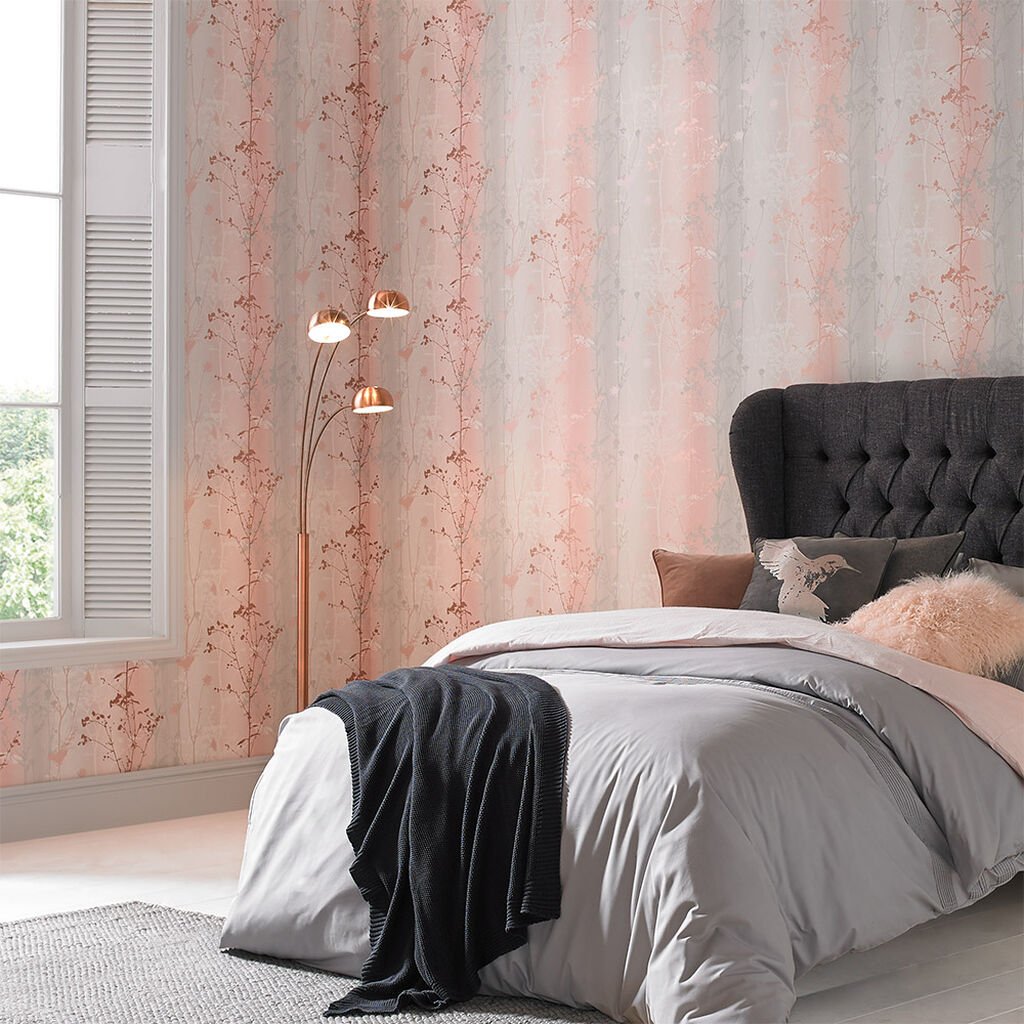 Wild Flower Wallpaper - Blush - Graham & Brown - 104071 - Premier Wallcovering