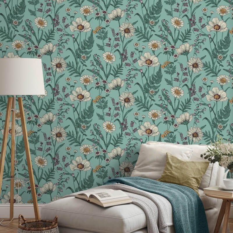 Wild Meadow Wallpaper - Blue Multi - Fine Décor - FD43338 - Premier Wallcovering