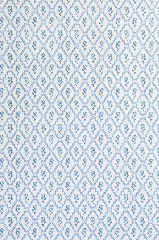 Wild Strawberry Trellis Wallpaper - China Blue - BG2600201 - Barneby Gates - Premier Wallcovering