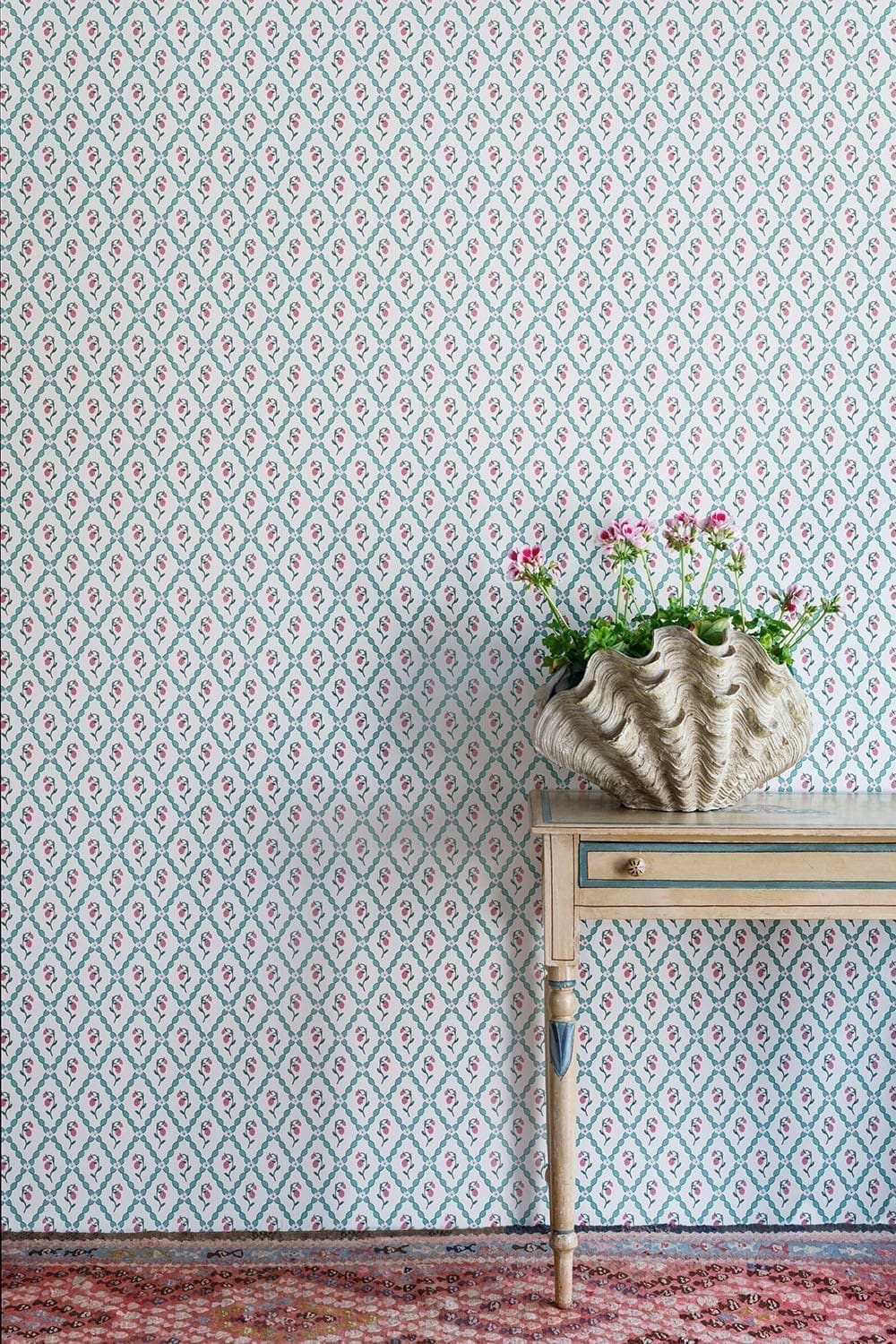 Wild Strawberry Trellis Wallpaper - Vintage Cream - BG2600202 - Barneby Gates - Premier Wallcovering